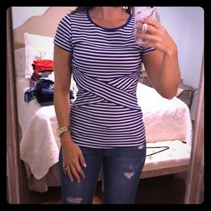 Royal blue and white striped top